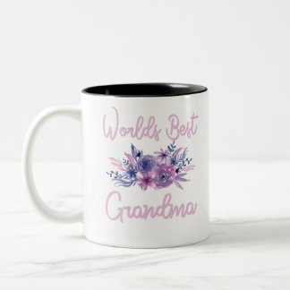 Tasse 2 Couleurs World Best Grandma tshirt Purple Aqua Flower