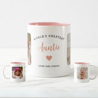 Tasse 2 Couleurs World Greatest Tante Custom 2 Photo Rose Modern
