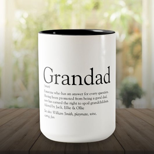 Tasse 2 Couleurs Worlds Best Ever Grandpa Grandad Papa Definition