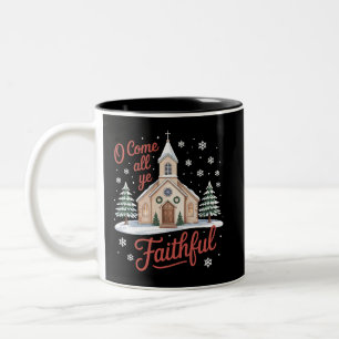 Tasse 2 Couleurs Xmas Ô venez tous fidèles Religieux Chrétien