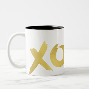 Tasse 2 Couleurs XOXO Or Moderne Faux Métal Brillant Glamour Chic