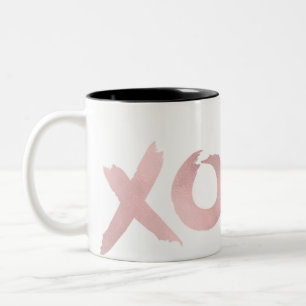 Tasse 2 Couleurs XOXO Rose Doré Moderne Paillettes Faux Brillance G