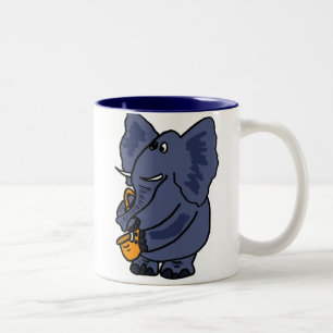 Tasse 2 Couleurs XX éléphant jouant le saxophone