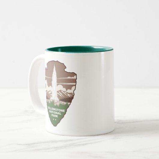 Tasse 2 Couleurs Yellowstone National Park Old Faithful Arrowhead (Devant gauche)