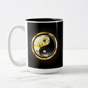 Tasse 2 Couleurs Yin Yang or sur noir