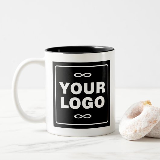 Tasse 2 Couleurs Your Logo - Square - Background BLACK (Avec donut)