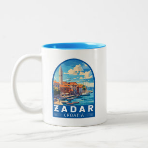 Tasse 2 Couleurs Zadar Croatie Emblem d'art de voyage