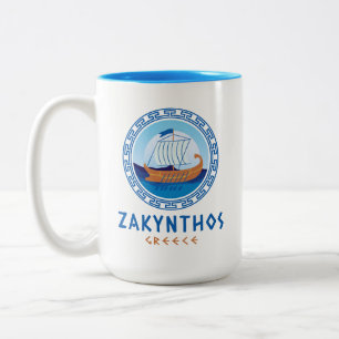 Tasse 2 Couleurs Zakynthos, Grèce Conception de navires grecs