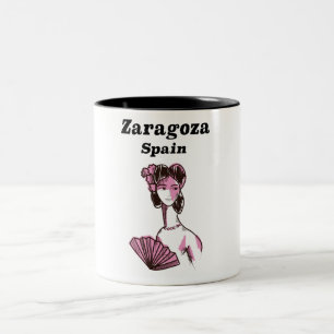 Tasse 2 Couleurs Zaragoza Espagne poster de voyage vintage