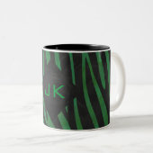 Tasse 2 Couleurs Zebra Monogramme noir et vert (Devant droit)