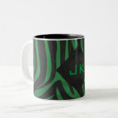 Tasse 2 Couleurs Zebra Monogramme noir et vert (Devant gauche)