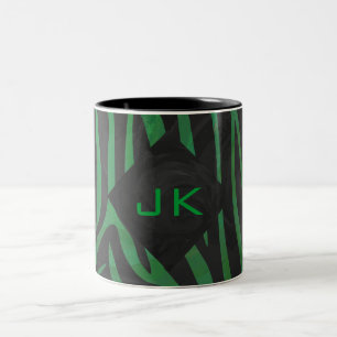 Tasse 2 Couleurs Zebra Monogramme noir et vert