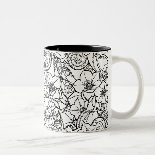 Tasse 2 Couleurs Zendoodle fleuri (Droit)