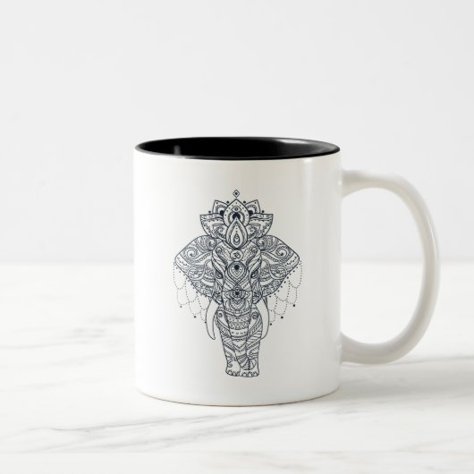 Tasse 2 Couleurs Zentangle a inspiré l'éléphant (Droit)