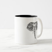 Tasse 2 Couleurs Zentangle a inspiré l'éléphant d'Asie (Devant droit)