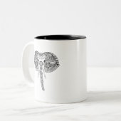 Tasse 2 Couleurs Zentangle a inspiré l'éléphant d'Asie (Devant gauche)