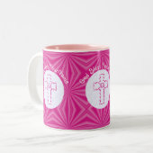 Tasse 2 Couleurs Zig rose vif Croix Zag blanc rose vif (Devant gauche)