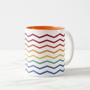 Tasse 2 Couleurs Zigzag moderne coloré Motif à deux tons de café
