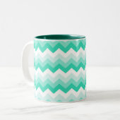 Tasse 2 Couleurs Zigzag (Turquoise, groen) (Devant gauche)