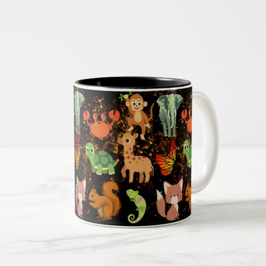 Tasse 2 Couleurs Zookeeper Safari Faune mignonne Animaux africains (Devant droit)