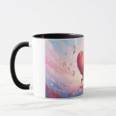 Tasse 330ml Cœurs qui s'embrassent “Notes d'amour” (Gauche)