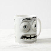 Tasse 3D avec visage sarcastique effrayé (Devant droit)