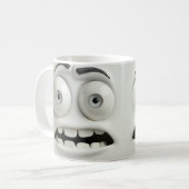 Tasse 3D avec visage sarcastique effrayé (Devant gauche)