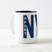 Tasse 444ml  blanc/marine  NEW YORK  SPORT (Devant gauche)