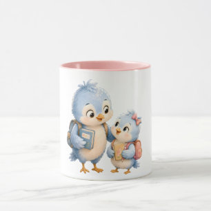Tasse à accent rose Oiseaux frères et sœurs
