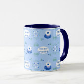 Tasse à affirmations sur le thème de la tasse bleu (Devant droit)