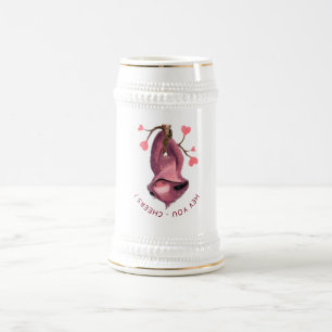 Tasse à bière avec sourire romantique et drôle de