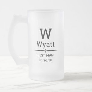 Tasse à bière en verre givré avec monogramme pour