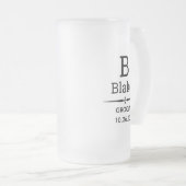 Tasse à bière en verre givré monogramme du marié (Devant droit)
