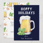 Tasse à bière Joyeuses Fêtes Bleu Plat Carte de Fê (Devant / Derrière)