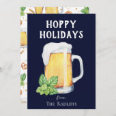 Tasse à bière Joyeuses Fêtes Plat Bleu Carte de Fê (Devant / Derrière)