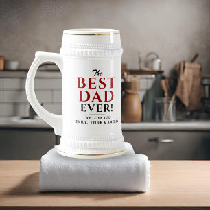 Tasse à bière moderne Meilleur Papa du Monde Fête 