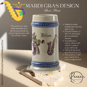 Tasse à bière personnalisée avec design Mardi Gras