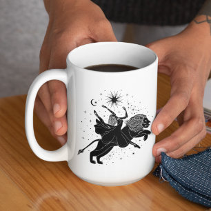 Tasse à bord noir 15oz Fille dansante Lion
