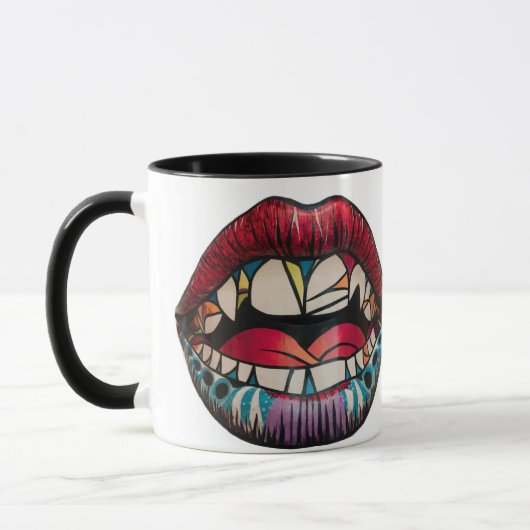 Tasse à bouche ouverte abstraite psychédélique (Gauche)