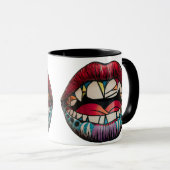 Tasse à bouche ouverte abstraite psychédélique (Devant droit)
