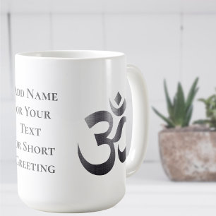 Tasse à café 15oz effet de texture gris foncé symb