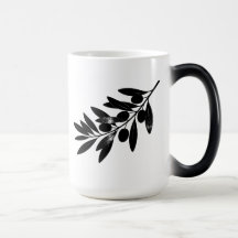 Tasse à café à branche d'olive noire minimaliste