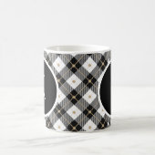 Tasse à café à carreaux noir blanc or avec initial (Centre)