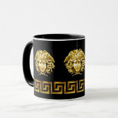 Tasse à café à clé grecque Medusa dorée (Devant gauche)