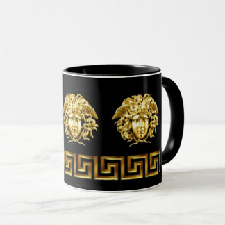 Tasse à café à clé grecque Medusa dorée