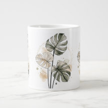 Tasse à café à feuille de Monstera minimaliste