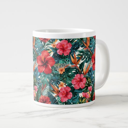 Tasse à café à feuilles de Hibiscus tropical et Mo (Devant droit)