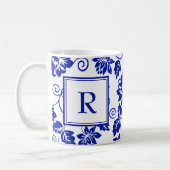 Tasse à café à monogramme motif jardin bleu (Gauche)