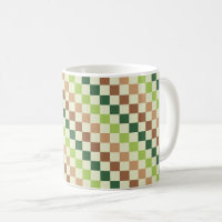 Tasse à café à motif à damier noir et vert acide