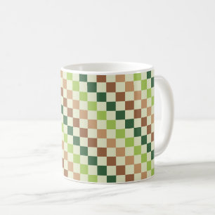 Tasse à café à motif à damier noir et vert acide